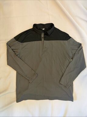 Long-Sleeve PXG Two-Tone Polo Shirt - Black & Gray